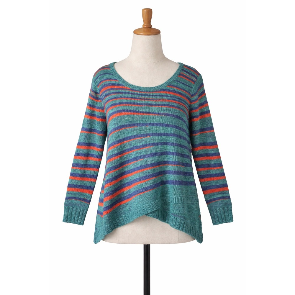 NEW Soft Surroundings Odyssey Stripe Sweater XL Aqua Purple Orange  Asymmetric